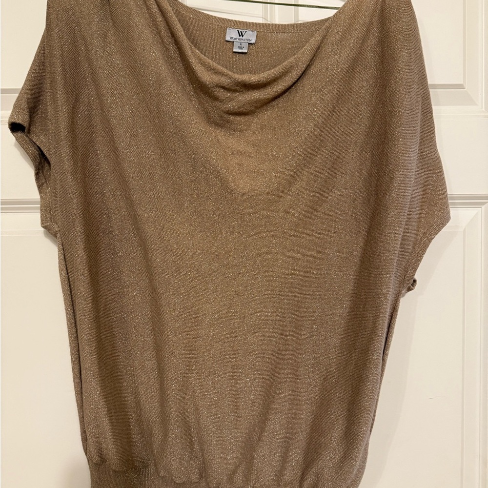 Worthington Shimmering  gold Cowl Neck Sweater